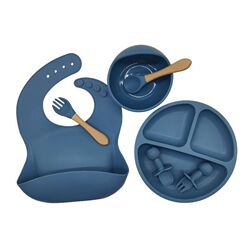 Mother and baby feeding tableware set Learn to eat training fork spoon baby meal plate bib supplement suction cup bowl set Mother and baby feeding tableware set Learn to eat training fork spoon baby meal plate bib supplement suction cup bowl set