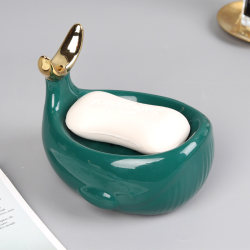 Creative European ceramic whale soap box light luxury soap box drain home bathroom cute soap storage rack Creative European ceramic whale soap box light luxury soap box drain home bathroom cute soap storage rack