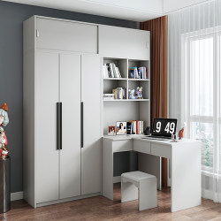 Modern simple corner computer desk wardrobe integrated children's study table small apartment home white one-piece desk cabinet Modern simple corner computer desk wardrobe integrated children's study table small apartment home white one-piece desk cabinet