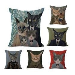 Fashionable Cat Linen Backrest Modern Chinese Print Sofa Pillow Cushion Cover Cartoon Soft Nordic Fashionable Cat Linen Backrest Modern Chinese Print Sofa Pillow Cushion Cover Cartoon Soft Nordic