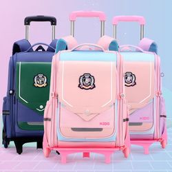 Trolley schoolbag primary school girl 1-3-5 grade 2 large capacity load-reducing climbing stairs six-wheel children's drag backpack boy Trolley schoolbag primary school girl 1-3-5 grade 2 large capacity load-reducing climbing stairs six-wheel children's drag backpack boy