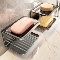 Bathroom soap dish wall hanging drain rack 2024 new style home bathroom punch-free double layer soap Bathroom soap dish wall hanging drain rack 2024 new style home bathroom punch-free double layer soap