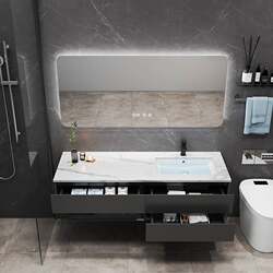 Solid wood bathroom cabinet combination modern simple slate integrated basin hand washbasin light luxury bathroom washbasin Solid wood bathroom cabinet combination modern simple slate integrated basin hand washbasin light luxury bathroom washbasin