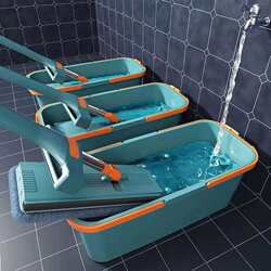 Household mop, one-mop, hand-wash free, lazy mop bucket, mop bucket, indoor large mop, flat mop, wet and dry use Household mop, one-mop, hand-wash free, lazy mop bucket, mop bucket, indoor large mop, flat mop, wet and dry use