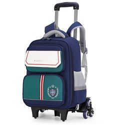 British primary school students' trolley schoolbag girls' second, third, fourth and fifth grade children's six-wheel climbing stairs waterproof W removable belt British primary school students' trolley schoolbag girls' second, third, fourth and fifth grade children's six-wheel climbing stairs waterproof W removable belt
