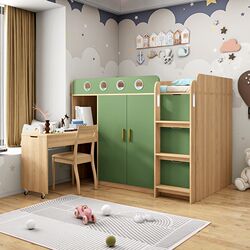 Children's half-height bed and under-bed cabinet for small apartment multi-functional single bed desk wardrobe integrated bed storage bed Children's half-height bed and under-bed cabinet for small apartment multi-functional single bed desk wardrobe integrated bed storage bed