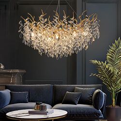 High-end crystal lamp branch-shaped new French living room lamp American branch Italian light luxury bedroom living room crystal chandelier High-end crystal lamp branch-shaped new French living room lamp American branch Italian light luxury bedroom living room crystal chandelier
