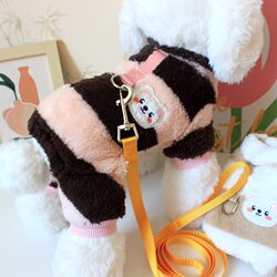 Pet autumn and winter clothing, dog clothing, cat clothing, winter striped traction four-leg fleece jacket, Teddy Bichon cotton clothing Pet autumn and winter clothing, dog clothing, cat clothing, winter striped traction four-leg fleece jacket, Teddy Bichon cotton clothing