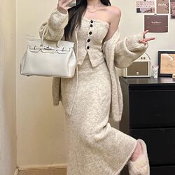 Lazy little fragrant high-end lady knitted suit skirt Lazy little fragrant high-end lady knitted suit skirt