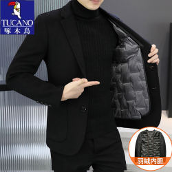 Woodpecker Winter Korean Style Slim Fit Double-Sided Wool Suit for Men with Removable down Liner Woolen Blazer Woodpecker Winter Korean Style Slim Fit Double-Sided Wool Suit for Men with Removable down Liner Woolen Blazer