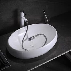 Countertop Oval Egg-Shaped Ceramic Washbasin, Single Basin for Toilet, Bathroom, Balcony, Art Basin Countertop Oval Egg-Shaped Ceramic Washbasin, Single Basin for Toilet, Bathroom, Balcony, Art Basin