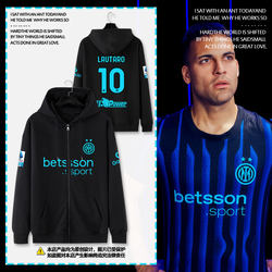 25-26 Season Inter Milan Team Uniform Inter Milan Lautaro Football Clothing Cardigan Sweatshirt Men's and Women's Hooded Jacket 25-26 Season Inter Milan Team Uniform Inter Milan Lautaro Football Clothing Cardigan Sweatshirt Men's and Women's Hooded Jacket