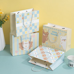 Cute Bear Gift Bag, Simple Small Birthday Gift Tote Bag, Thickened Large Cardboard Bag, Packaging Bag Cute Bear Gift Bag, Simple Small Birthday Gift Tote Bag, Thickened Large Cardboard Bag, Packaging Bag