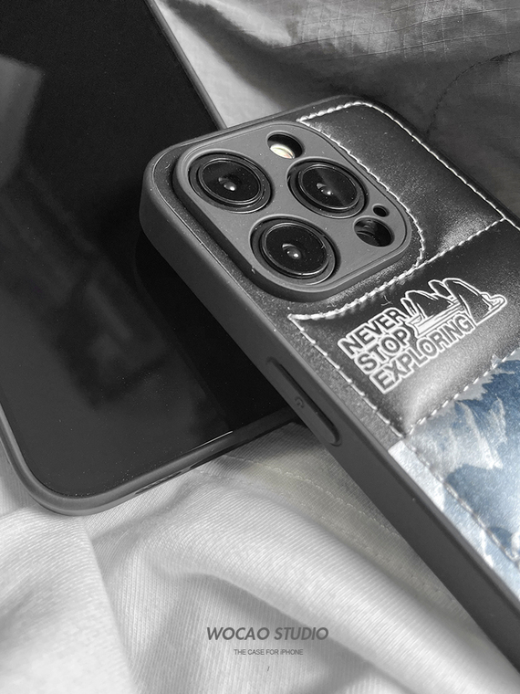 Never Stop Exploring The North Face Puffy Puffer Down Jacket 15, 14, 13, 12, 11 iPhone Case