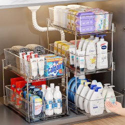 Under mirror cabinet drawer storage box layered partition bathroom storage rack bathroom cabinet pull-out and sorting transparent Under mirror cabinet drawer storage box layered partition bathroom storage rack bathroom cabinet pull-out and sorting transparent