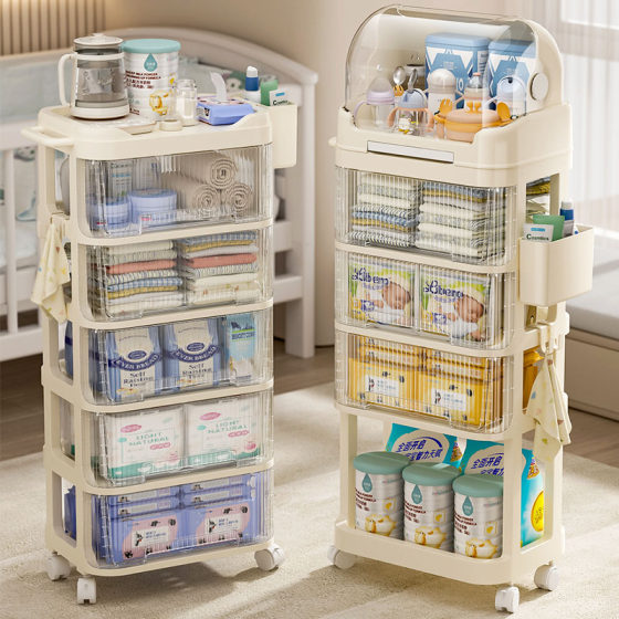 Infant supplies Set the shelf bedroom living room, mobile small cart, layered baby feed snack bottle storage cabinet Infant supplies Set the shelf bedroom living room, mobile small cart, layered baby feed snack bottle storage cabinet
