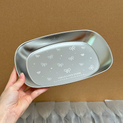 Baichangjia 304 Stainless Steel Plate Rectangular Dessert Plate Steamed Fish Plate Cake Plate Tray Exquisite 2025 New Model Baichangjia 304 Stainless Steel Plate Rectangular Dessert Plate Steamed Fish Plate Cake Plate Tray Exquisite 2025 New Model