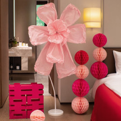 Wedding Room Decoration Set with Double Happiness Character Paper Streamers, Paper Flowers, Aisle Decorations, Background Decoration, Wedding Bedroom, Hand-Rolled Crepe Paper Wedding Room Decoration Set with Double Happiness Character Paper Streamers, Paper Flowers, Aisle Decorations, Background Decoration, Wedding Bedroom, Hand-Rolled Crepe Paper