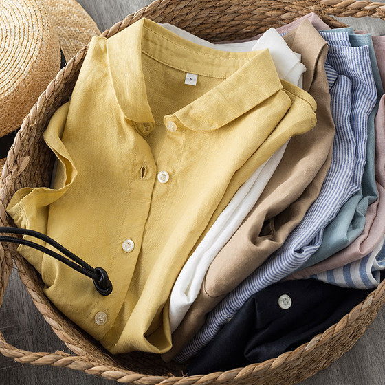 Huge comfortable and breathable pure linen, literary style loose and slim and versatile small round neck short-sleeved top white shirt for women in summer
Huge comfortable and breathable pure linen, literary style loose and slim and versatile small round neck short-sleeved top white shirt for women in summer