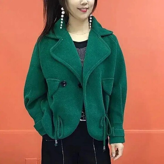Double sided imitation cashmere short coat cardigan for spring and autumn new styles, small stature imitation double-sided woolen waist cinching woolen coat for women in winter Double sided imitation cashmere short coat cardigan for spring and autumn new styles, small stature imitation double-sided woolen waist cinching woolen coat for women in winter