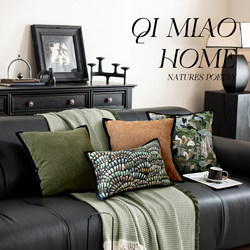 Retro Green Pillow, French Mid-Century Style Sofa, Living Room Pillow, Accessible Luxury and High-End Cushion Cover, Hotel Back Cushion Retro Green Pillow, French Mid-Century Style Sofa, Living Room Pillow, Accessible Luxury and High-End Cushion Cover, Hotel Back Cushion