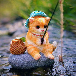 Original Cute Kitten Fishing in the Garden, Flowing Water Decoration Ornaments, Courtyard Rockery Landscaping Resin Crafts Ornaments Original Cute Kitten Fishing in the Garden, Flowing Water Decoration Ornaments, Courtyard Rockery Landscaping Resin Crafts Ornaments