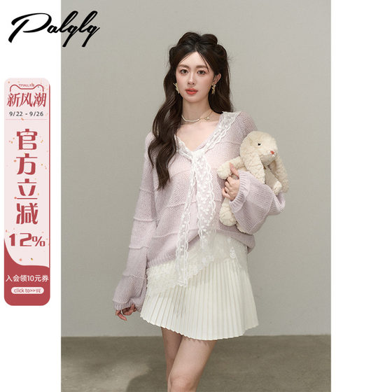 Lazy style loose v-neck pullover sweater for women's autumn clothes 2025 new French spliced lace Korean knitted top
Lazy style loose v-neck pullover sweater for women's autumn clothes 2025 new French spliced lace Korean knitted top