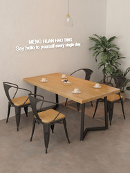 Commercial Iron Solid Wood Dining Table Rectangular For Home Dining Table Coffee Shop Canteen Restaurant Table and Chair Combination Commercial Iron Solid Wood Dining Table Rectangular For Home Dining Table Coffee Shop Canteen Restaurant Table and Chair Combination