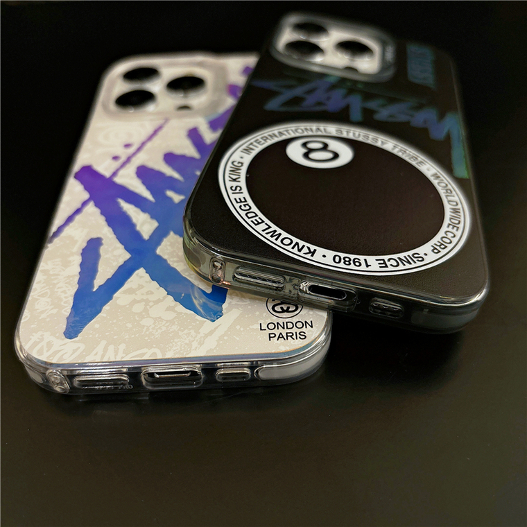 Stussy Black White Orange Logo 8-Ball iPhone Case