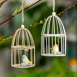 Mini Birdcage Iron Art Hollow Ornament for Courtyard Garden Green Plants Snow Willow DIY Hanging Decoration Simulation  Mini Birdcage Iron Art Hollow Ornament for Courtyard Garden Green Plants Snow Willow DIY Hanging Decoration Simulation