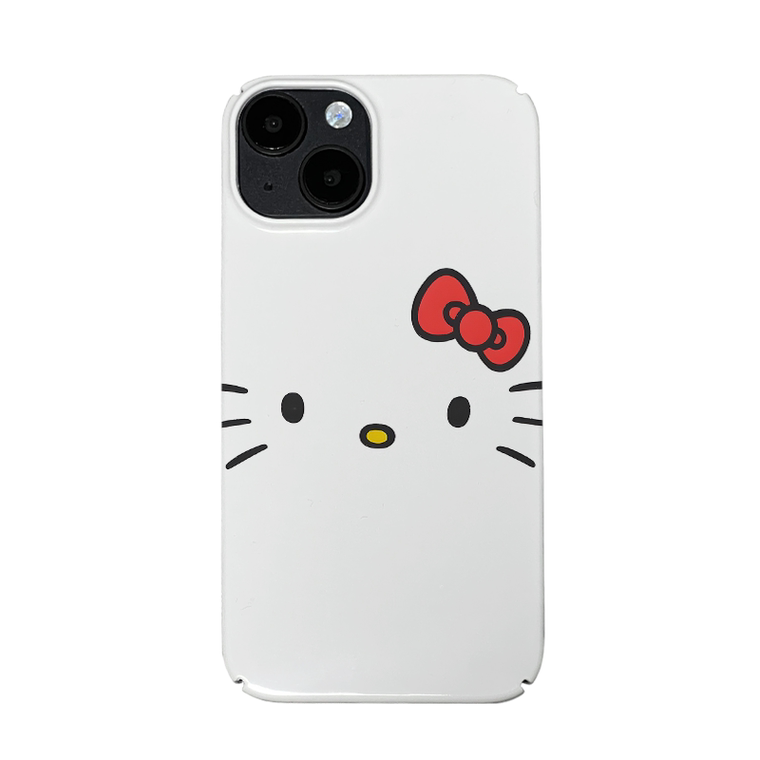 Girls Hello Kitty Cat Painted Art Illustration Minimal 15, 14, 13, 12, 11 iPhone Case