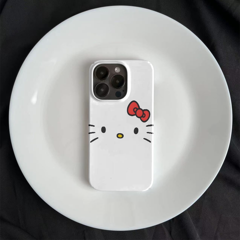 Girls Hello Kitty Cat Painted Art Illustration Minimal 15, 14, 13, 12, 11 iPhone Case
