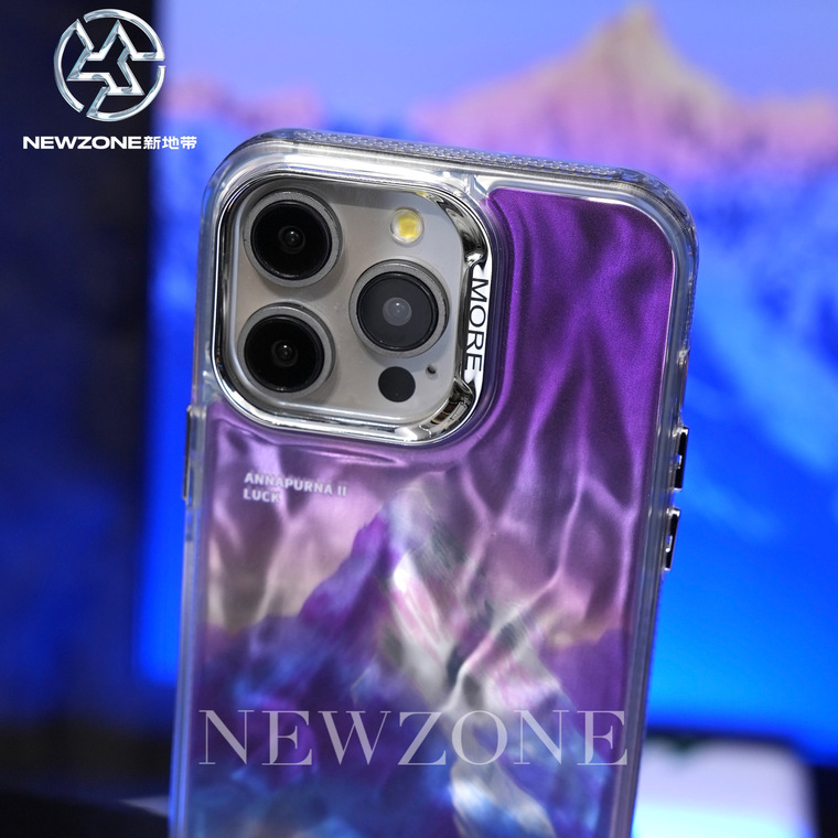 New Gradient Laser Shine Snow Mountain Illustration Annapurna II Luck 15, 14, 13, 12 iPhone Case