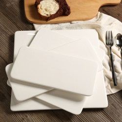 Pure White Rectangular Ceramic Plate 10inch Creative Western-Style Plate Sushi Cake Plate European-Style Steak Plate Pasta Plate Pure White Rectangular Ceramic Plate 10inch Creative Western-Style Plate Sushi Cake Plate European-Style Steak Plate Pasta Plate
