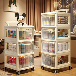 Trolley Snack Rack Baby Product Storage Cabinet Floor-Standing Movable Baby Toy Storage Rack Cream Style Trolley Snack Rack Baby Product Storage Cabinet Floor-Standing Movable Baby Toy Storage Rack Cream Style