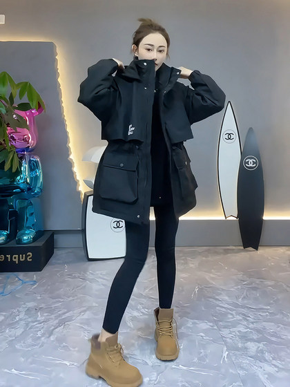 Workwear Parker Yu Er Cotton Clothes for Women 2025 New Winter Medium-Length Waist-Close Women's Jacket Warm Jacket Workwear Parker Yu Er Cotton Clothes for Women 2025 New Winter Medium-Length Waist-Close Women's Jacket Warm Jacket