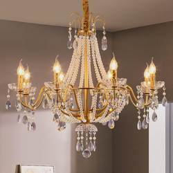 French crystal pearl chandelier American medieval retro villa duplex building hall bedroom creative light luxury lamps French crystal pearl chandelier American medieval retro villa duplex building hall bedroom creative light luxury lamps