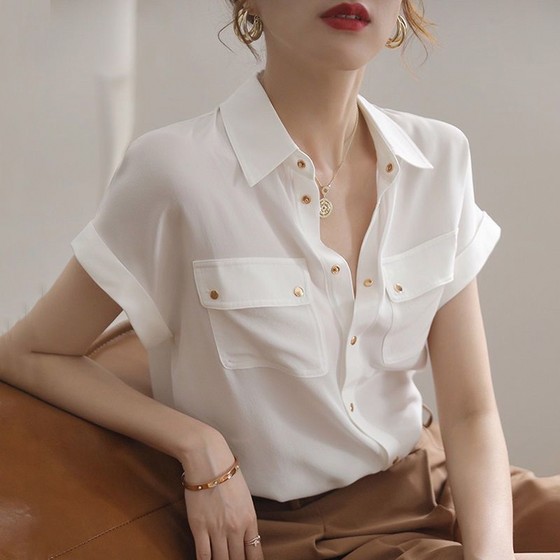 Chiffon white shirt for women's summer thin design 2025 new niche design sensation temperament and fashionable Korean top
Chiffon white shirt for women's summer thin design 2025 new niche design sensation temperament and fashionable Korean top