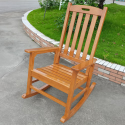 Simple porch retro rocking chair outdoor solid wood backrest balcony log garden bed and breakfast leisure European and American rocker Simple porch retro rocking chair outdoor solid wood backrest balcony log garden bed and breakfast leisure European and American rocker