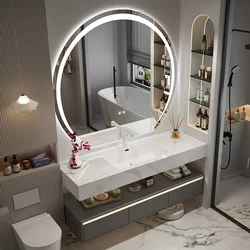 Hotel Style Bathroom Cabinet Hot-Bent Slate Seamless Integrated Basin Washbasin Toilet Bathroom Basin Cabinet Combination Bathroom Cabinet Hotel Style Bathroom Cabinet Hot-Bent Slate Seamless Integrated Basin Washbasin Toilet Bathroom Basin Cabinet Combination Bathroom Cabinet