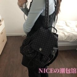Korean Kim Taeyeon same retro star polka dot backpack schoolbag commuting niche large capacity casual backpack Korean Kim Taeyeon same retro star polka dot backpack schoolbag commuting niche large capacity casual backpack