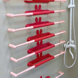 Rabbit Ear Retractable Slipper Rack for Bathroom, Shower, and Behind the Toilet Door, No-Drill Wall-Mounted Simple Slipper Holder Rabbit Ear Retractable Slipper Rack for Bathroom, Shower, and Behind the Toilet Door, No-Drill Wall-Mounted Simple Slipper Holder