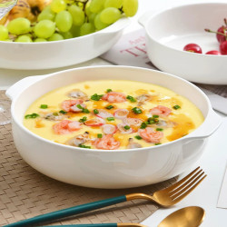 Double-Ear Ceramic Baking Dish, Deep Plate, Deep Dish, Household Steaming Egg Dish, Oven-Specific Cheese Baked Rice Dish, Double-Ear Baking Bowl Double-Ear Ceramic Baking Dish, Deep Plate, Deep Dish, Household Steaming Egg Dish, Oven-Specific Cheese Baked Rice Dish, Double-Ear Baking Bowl