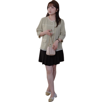 Lan Ruoshui Xiaoxiang style jacket three-quarter sleeve commuting top 
Lan Ruoshui Xiaoxiang style jacket three-quarter sleeve commuting top
