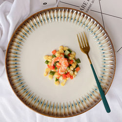 European-Style Embossed Western Dinner Plate, Vintage Large Plate, Home-Use Light Luxury Steak and Pasta Commercial Ceramic Dinner Plate with Minor Flaws European-Style Embossed Western Dinner Plate, Vintage Large Plate, Home-Use Light Luxury Steak and Pasta Commercial Ceramic Dinner Plate with Minor Flaws