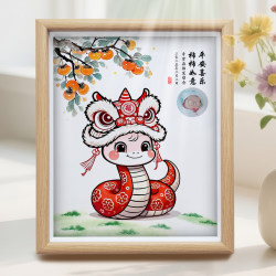 Snake baby lanugo souvenir DIY homemade baby's 100-day full-month fetal hair creative photo frame handmade collection Snake baby lanugo souvenir DIY homemade baby's 100-day full-month fetal hair creative photo frame handmade collection