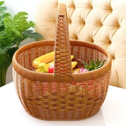Hand-woven vegetable basket imitation rattan creative picnic portable vegetable basket outdoor fruit picking outdoor shopping basket Hand-woven vegetable basket imitation rattan creative picnic portable vegetable basket outdoor fruit picking outdoor shopping basket