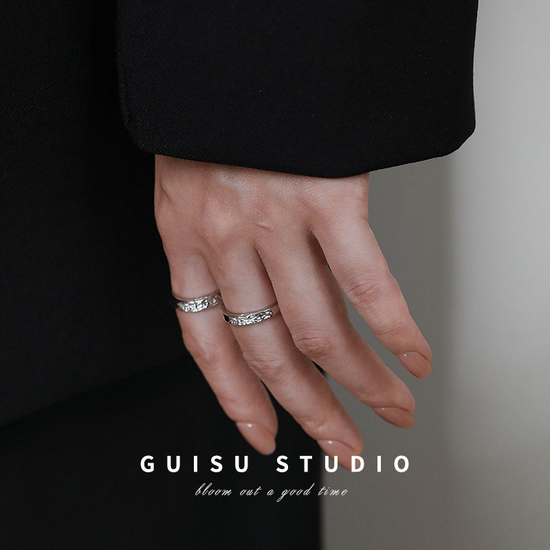 GUI SU SWEET ECLIPSE GLACIER 틈새 디자인 커플 반지 999 반지 한 쌍 맞춤 조각 선물-