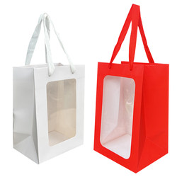 Thickened Windowed Paper Bags, Gift Bags, Red and White Shopping Bags, Display Pe Open-Top Gift Tote Bags, Doll Packaging Thickened Windowed Paper Bags, Gift Bags, Red and White Shopping Bags, Display Pe Open-Top Gift Tote Bags, Doll Packaging