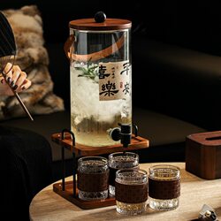 New Chinese-Style Cold Water Pitcher with Spigot, Housewarming Gift Set, Large-Capacity Glass Household Cold Water Jug, Beverage and Fruit Tea Container New Chinese-Style Cold Water Pitcher with Spigot, Housewarming Gift Set, Large-Capacity Glass Household Cold Water Jug, Beverage and Fruit Tea Container